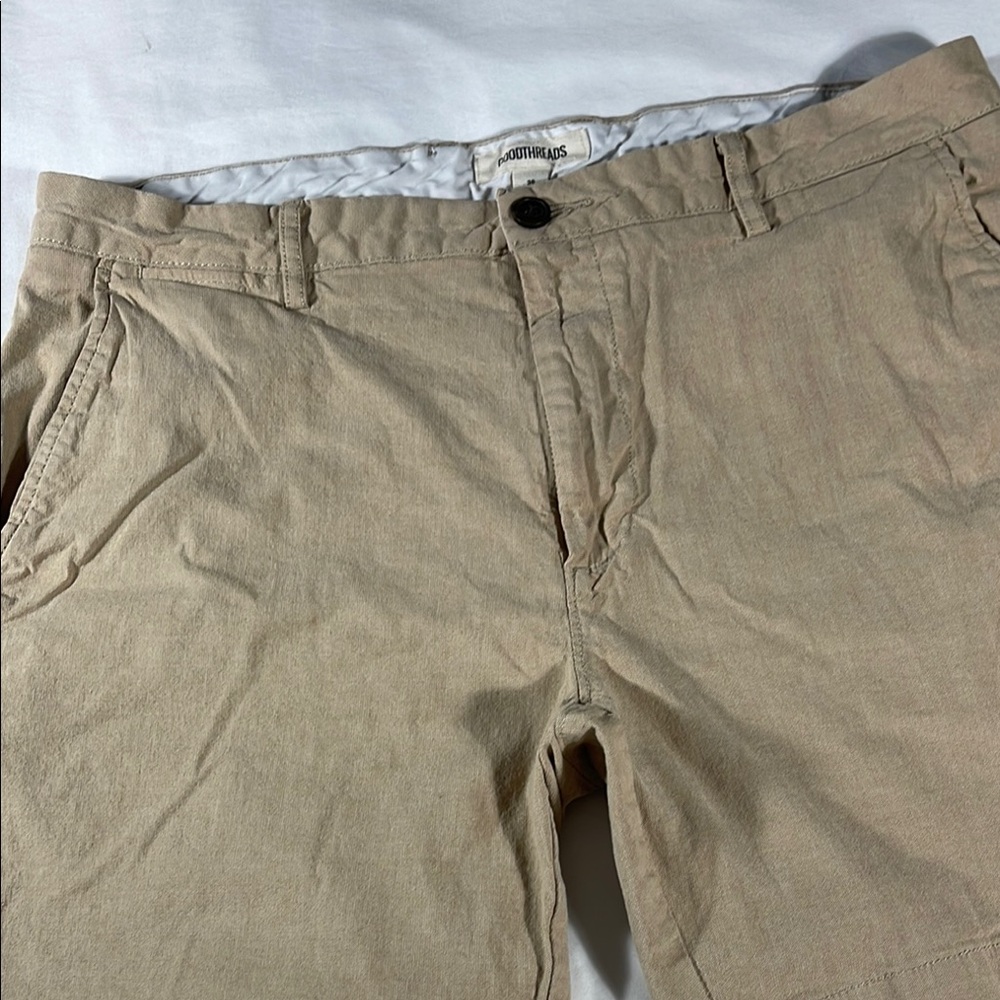 Goodthreads mens khaki basic flat front 7" inseam chino shorts - size 36